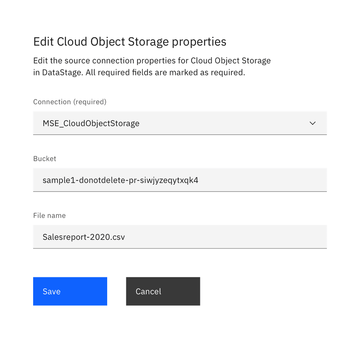 Example of product configuration properties using the required pattern